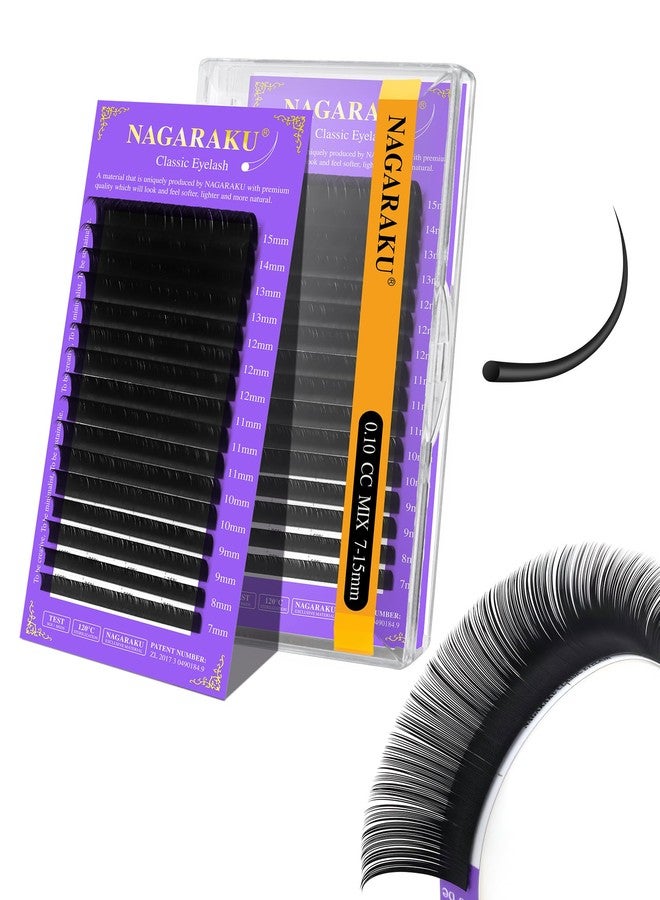 نجراكو مجموعة رموش NAGARAKU، 5 علب، رموش فردية، 0.07 مم، انحناء D، 11/12/13/14/15 مم في عبوة واحدة، رموش كلاسيكية ناعمة وطبيعية واحترافية من المنك الصناعي، 16 صفًا - Image 1